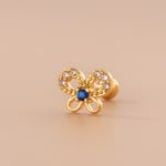 Blue / 1 Piece Simple Series Classic Butterfly Titanium Steel Gold Color Material Zircon Women's Stud Earrings Picture2